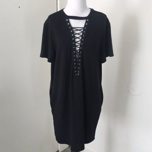 Black lace front choker tee shirt/ dress